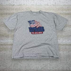 Vintage Y2K 9/11 Shirt Mens XL Grey Cotton New York Made in USA Short Sleeve